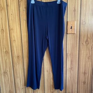 Susan Graver Navy Straight-Leg Pull-On Pants